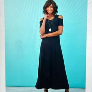 Attitudes by Renee Navy Cold Shoulder Maxi Dress Size 2x Classy/Sophisticated